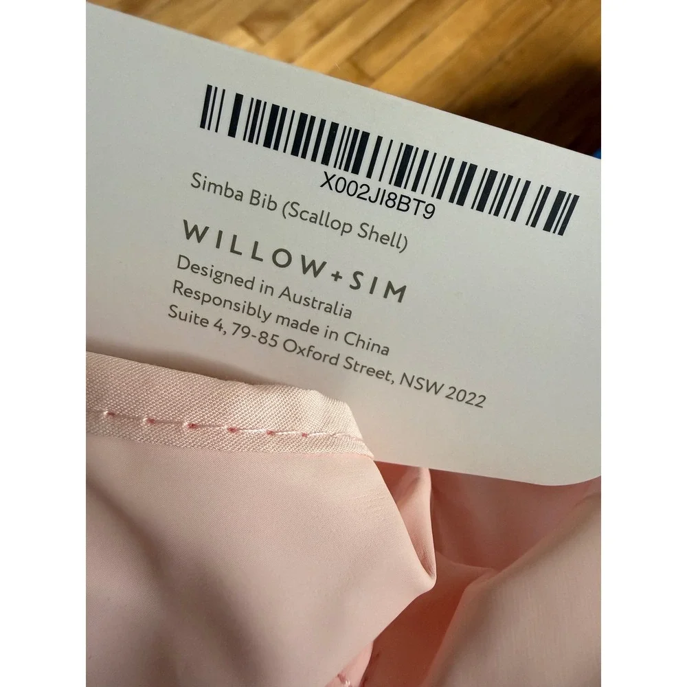 NEW Willow + Sim pale pink scallop shell ruffle bib